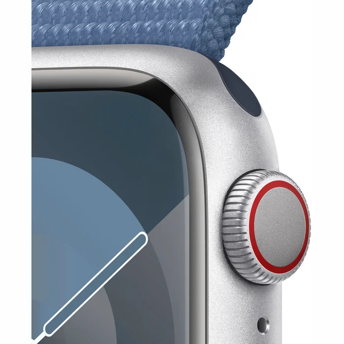 Viedpulkstenis Apple Watch Series 9 GPS + Cellular 45mm Silver Aluminium Case with Winter Blue Sport Loop