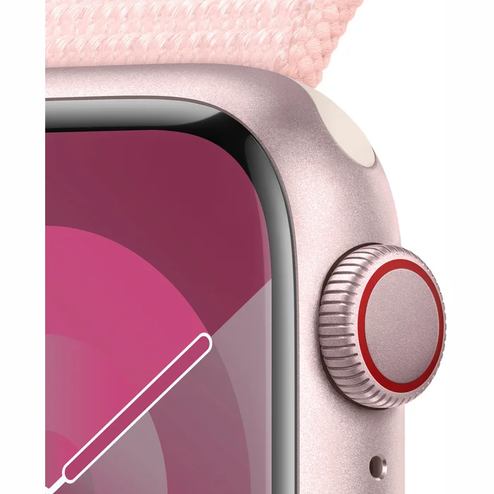 Viedpulkstenis Apple Watch Series 9 GPS + Cellular 45mm Pink Aluminium Case with Light Pink Sport Loop