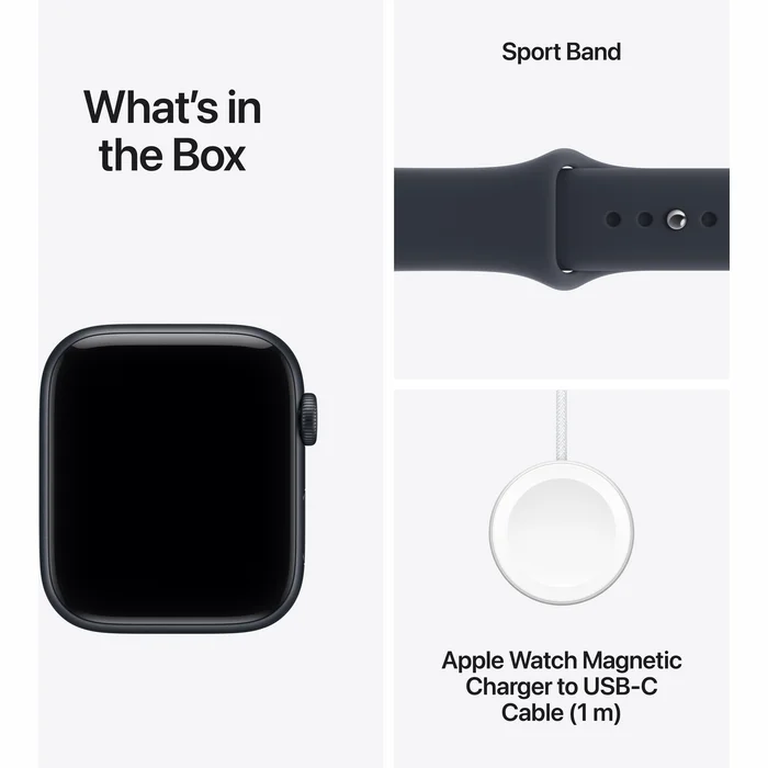 Apple Watch SE 3 GPS 44mm Midnight Aluminium Case with Navy Blue Sport Band - S/M