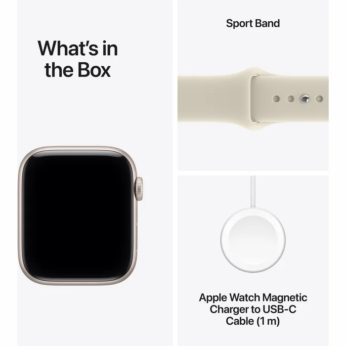 Apple Watch SE 3 GPS 44mm Starlight Aluminium Case with Sand Sport Band - S/M
