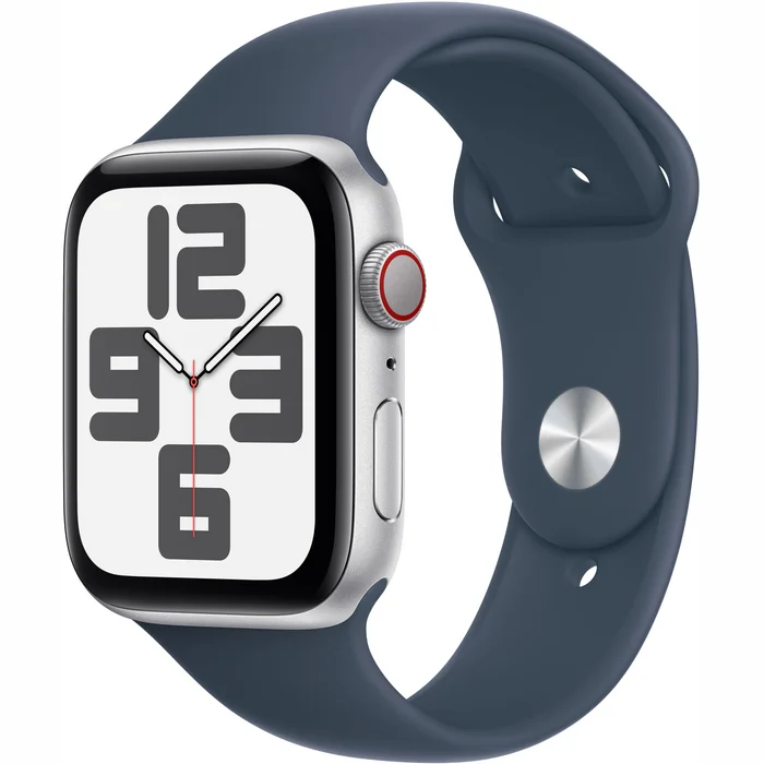 Viedpulkstenis Apple Watch SE 2023 GPS + Cellular 44mm Silver Aluminium Case with Storm Blue Sport Band - S/M