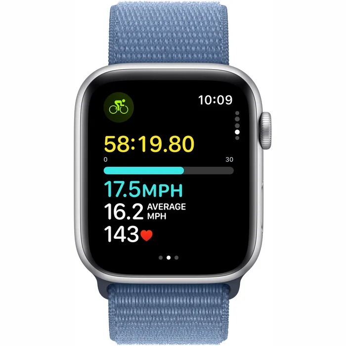 Viedpulkstenis Apple Watch SE 2023 GPS + Cellular 44mm Silver Aluminium Case with Winter Blue Sport Loop