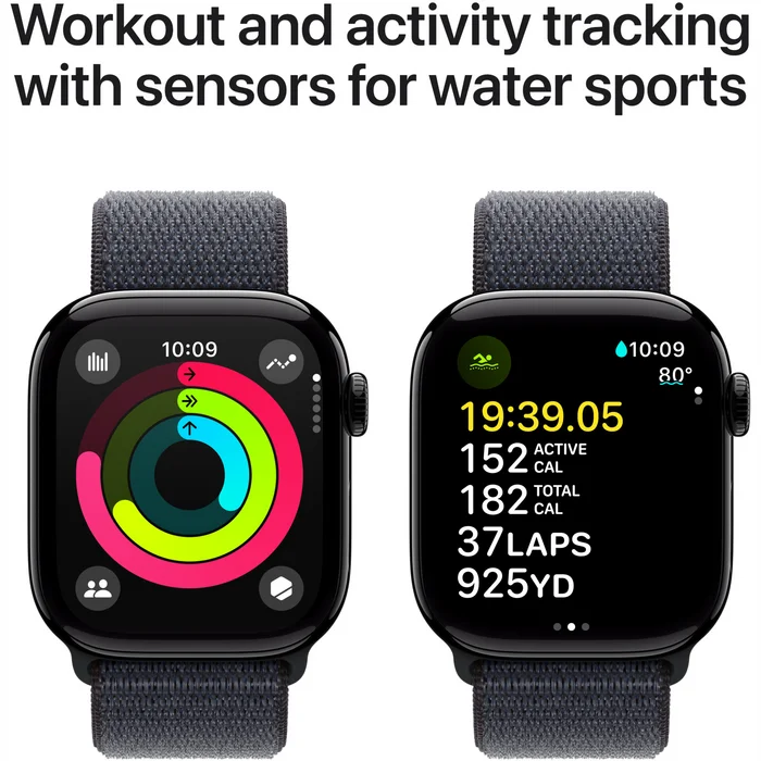 Viedpulkstenis Apple Watch Series 10 GPS + Cellular 42mm Jet Black Aluminium Case with Ink Sport Loop