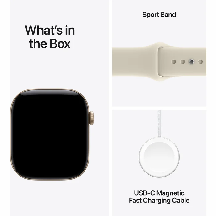 Apple Watch Series 12 GPS + Cellular 42mm Light Gold Aluminium Case with Sand Sport Band - M/L