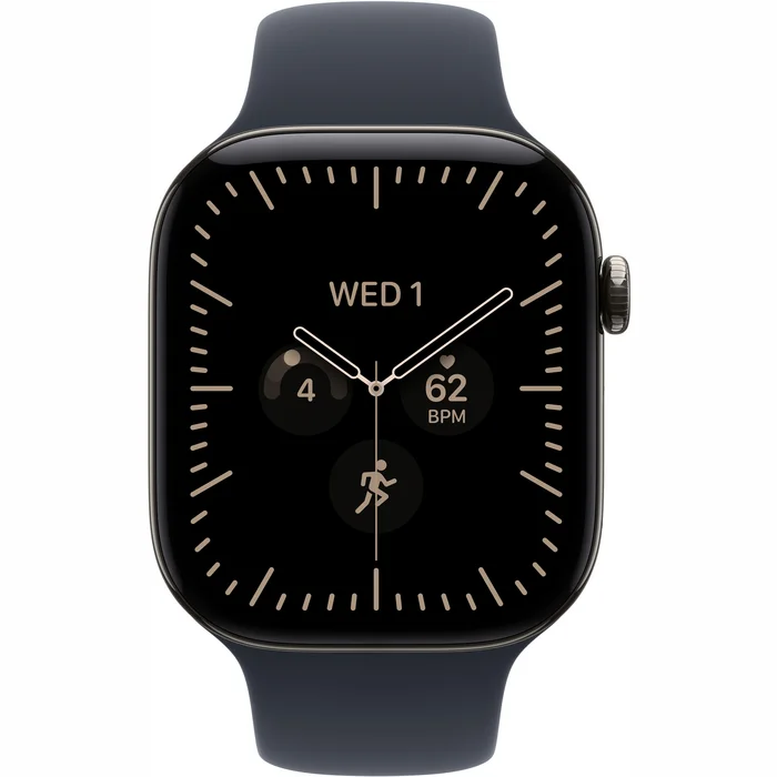 Apple Watch Series 12 GPS + Cellular 42mm Natural Titanium Case with Navy Blue Sport Band - S/M