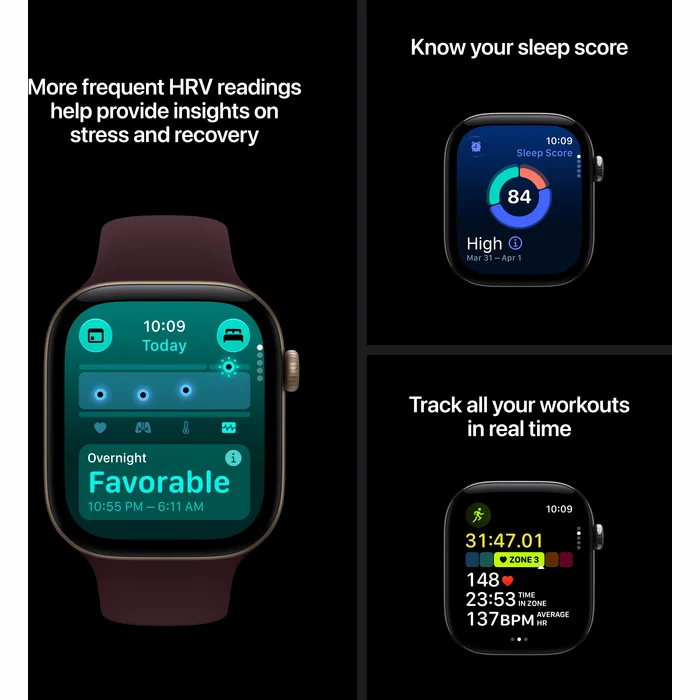 Apple Watch Series 12 GPS 46mm Black Aluminium Case with Black Sport Band - S/M
