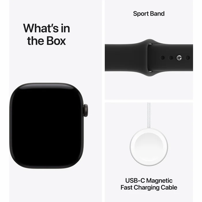 Apple Watch Series 12 GPS 46mm Black Aluminium Case with Black Sport Band - S/M