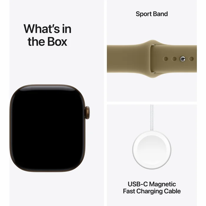 Apple Watch Series 12 GPS 46mm Dark Bronze Aluminium Case with Olive Sport Band - S/M
