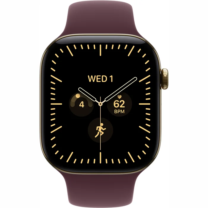 Apple Watch Series 12 GPS + Cellular 46mm Radiant Gold Titanium Case with Burgundy Sport Band - S/M