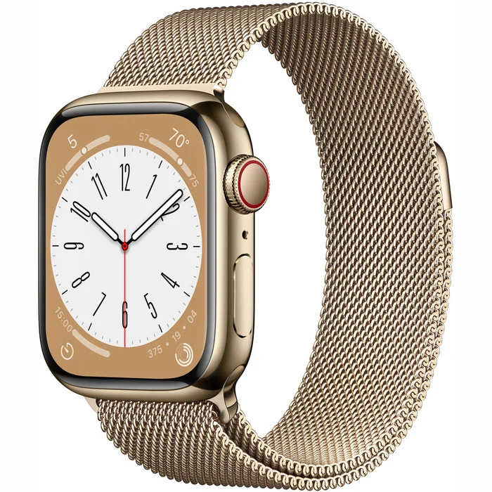 Viedpulkstenis Apple Watch Series 8 GPS + Cellular 41mm Gold Stainless Steel Case with Gold Milanese Loop