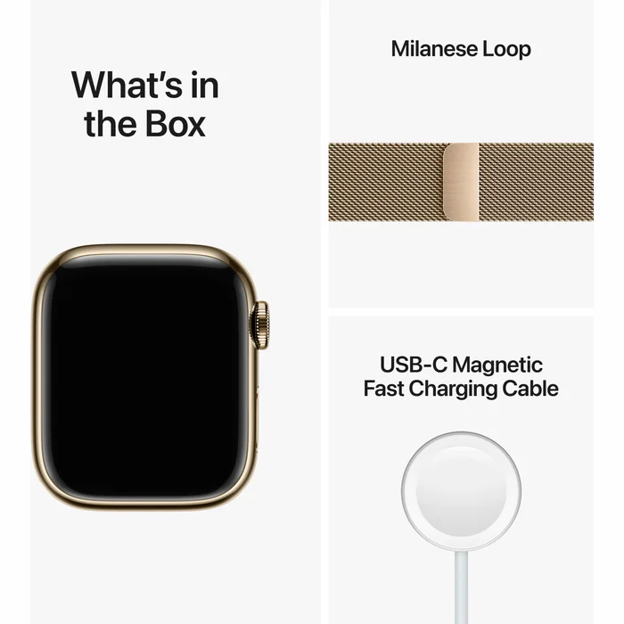 Viedpulkstenis Apple Watch Series 8 GPS + Cellular 41mm Gold Stainless Steel Case with Gold Milanese Loop
