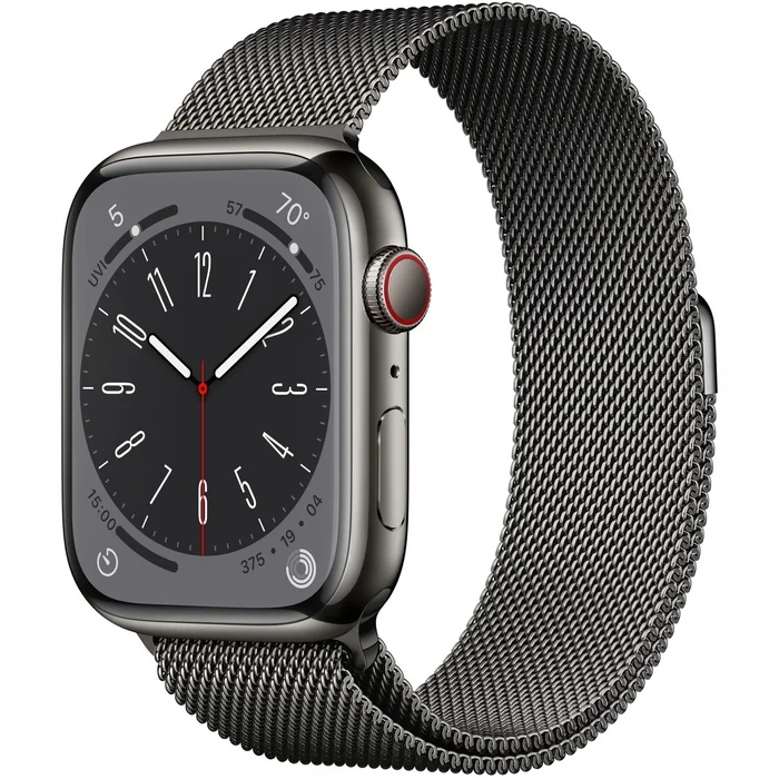 Viedpulkstenis Apple Watch Series 8 GPS + Cellular 45mm Graphite Stainless Steel Case with Graphite Milanese Loop