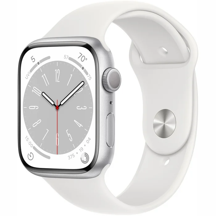 Viedpulkstenis Apple Watch Series 8 GPS + Cellular 45mm Silver Aluminium Case with White Sport Band