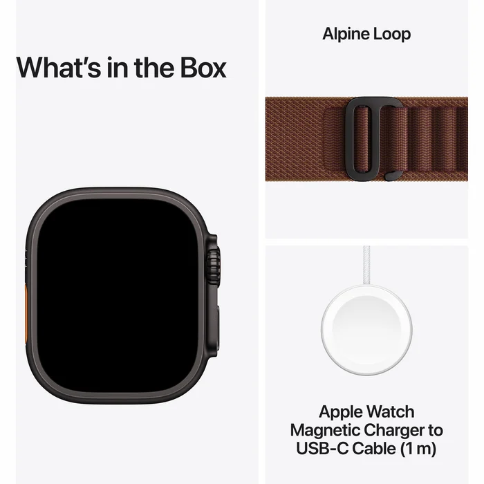 Apple Watch Ultra 4 GPS + Cellular 49mm Black Titanium Case with Burgundy Alpine Loop - S