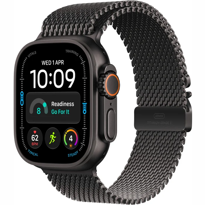 Apple Watch Ultra 4 GPS + Cellular 49mm Black Titanium Case with Black Titanium Milanese Loop - S