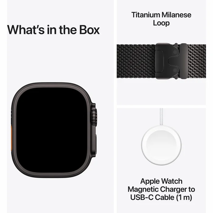Apple Watch Ultra 4 GPS + Cellular 49mm Black Titanium Case with Black Titanium Milanese Loop - S