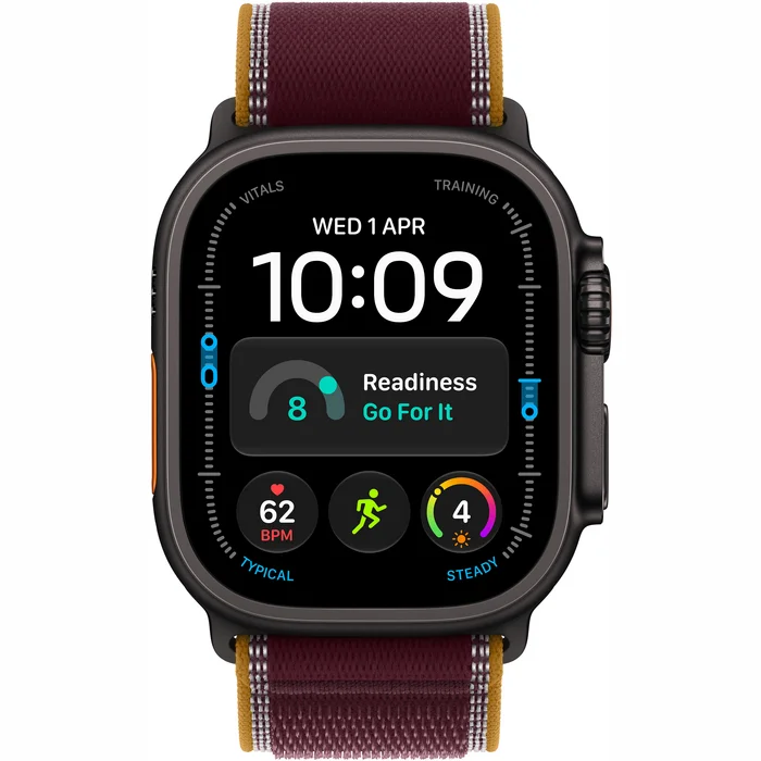 Apple Watch Ultra 4 GPS + Cellular 49mm Black Titanium Case with Burgundy Trail Loop - M/L