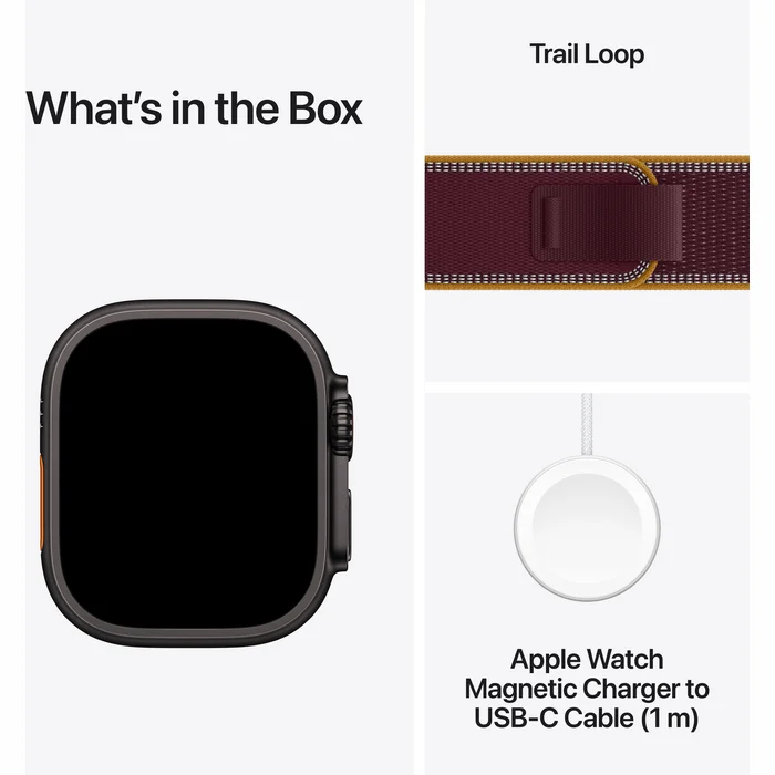 Apple Watch Ultra 4 GPS + Cellular 49mm Black Titanium Case with Burgundy Trail Loop - M/L