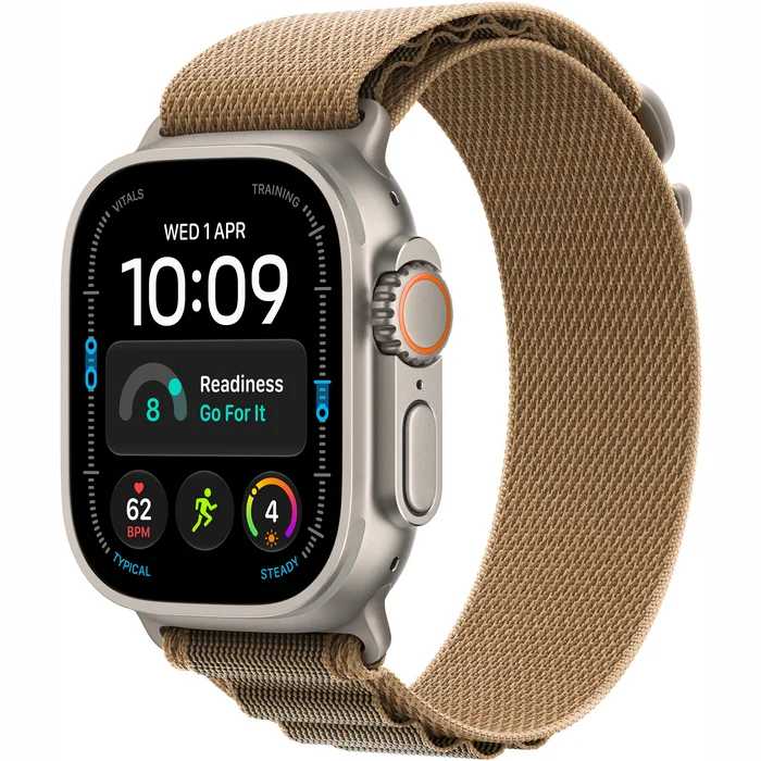 Apple Watch Ultra 4 GPS + Cellular 49mm Natural Titanium Case with Desert Alpine Loop - L