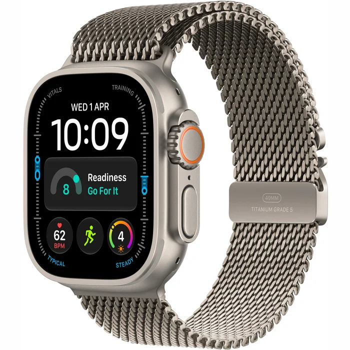 Apple Watch Ultra 4 GPS + Cellular 49mm Natural Titanium Case with Natural Titanium Milanese Loop-S