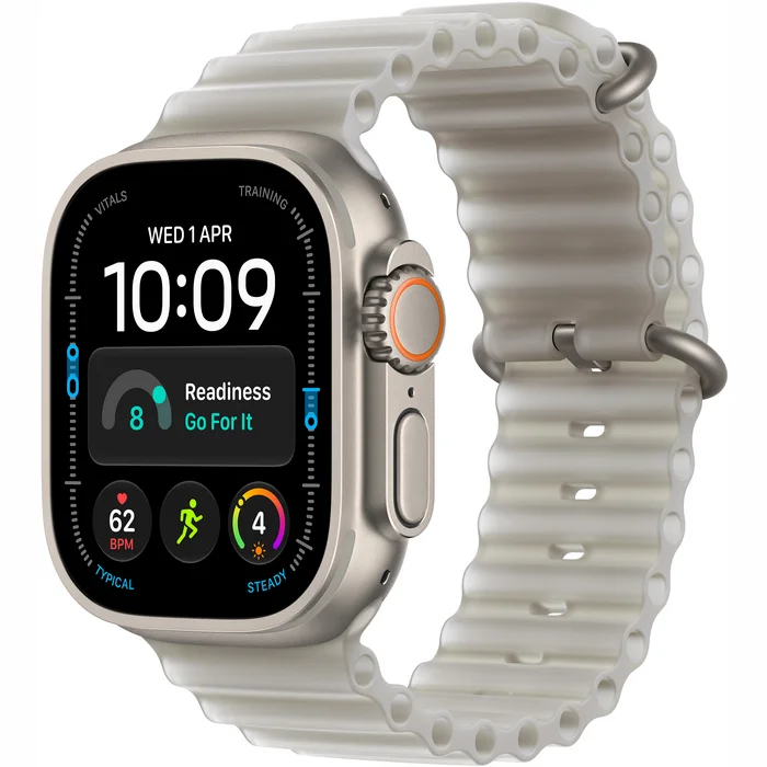 Apple Watch Ultra 4 GPS + Cellular 49mm Natural Titanium Case with Translucent Grey Ocean Band