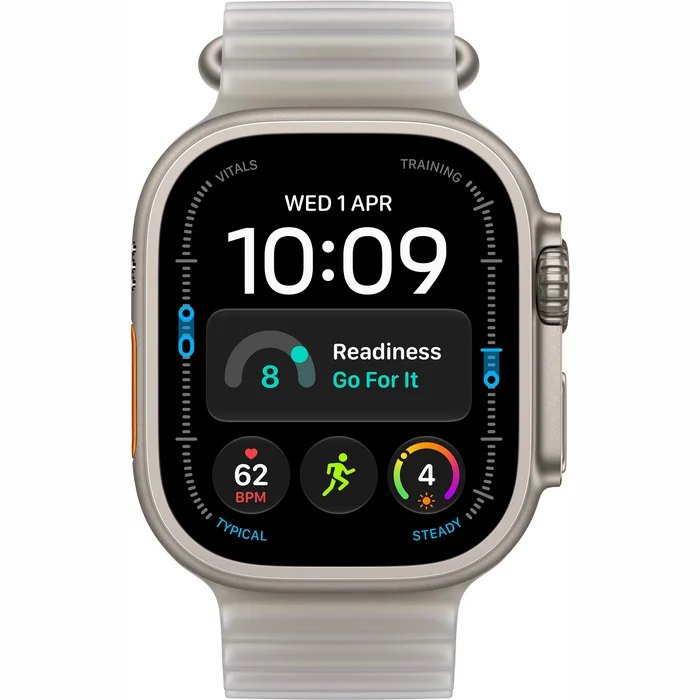 Apple Watch Ultra 4 GPS + Cellular 49mm Natural Titanium Case with Translucent Grey Ocean Band