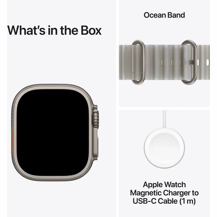 Apple Watch Ultra 4 GPS + Cellular 49mm Natural Titanium Case with Translucent Grey Ocean Band