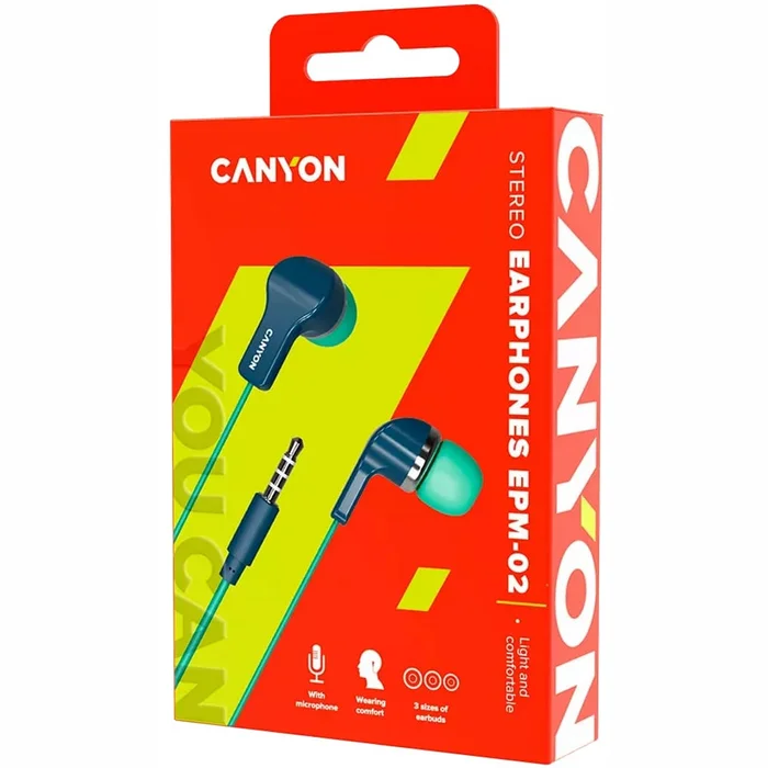 Austiņas Canyon Colourful stereo earphones with mic EPM-02