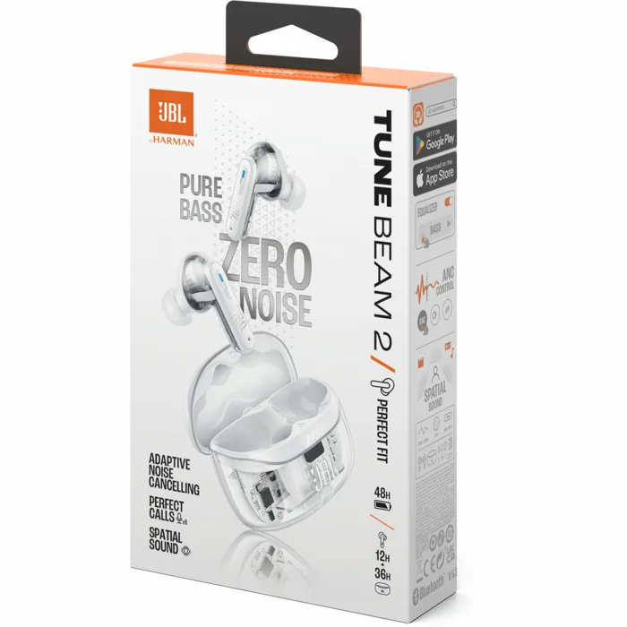 Austiņas JBL Tune Beam 2 Ghost White
