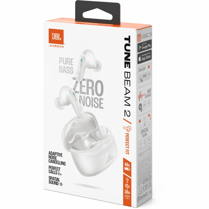 Austiņas JBL Tune Beam 2 White
