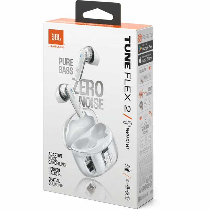 Austiņas JBL Tune Flex 2 Ghost White