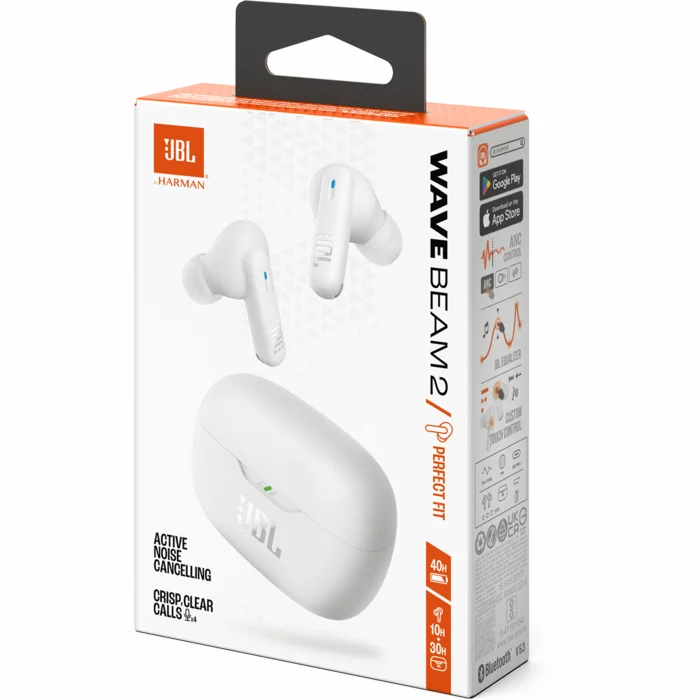 Austiņas JBL Wave Beam 2 White