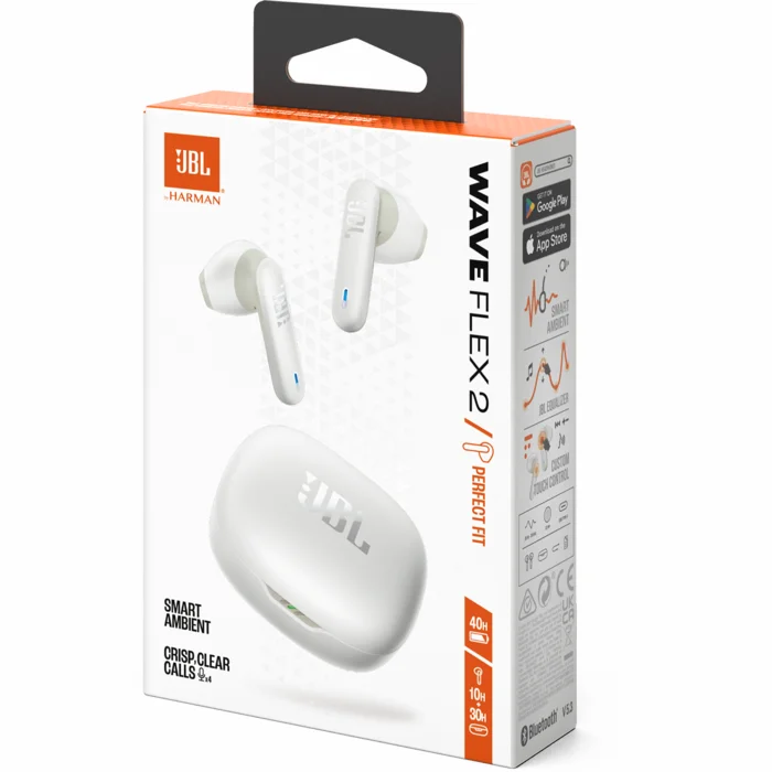 Austiņas JBL Wave Flex 2 White