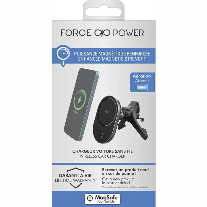 Viedtālruņa auto turētājs BigBen 15W Airvent Car Charger Black Force Power