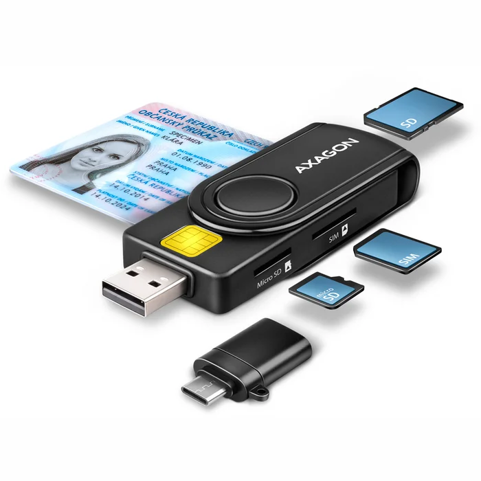 Axagon USB-C Smart Card Pocketreader CRE-SMP2A