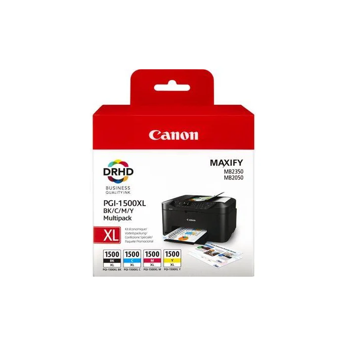 Canon PGI-1500XL High Yield BK/C/M/Y Ink Cartridge Multipack