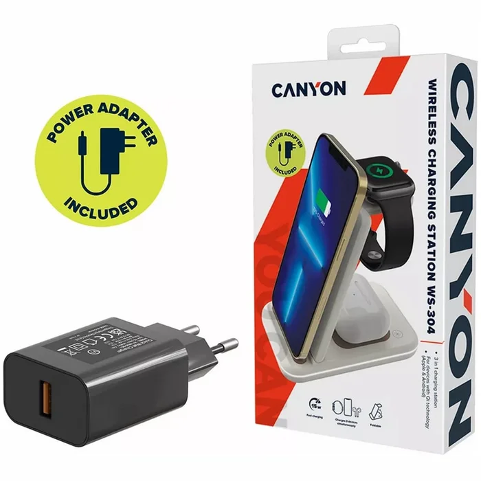 Canyon 3-in-1 wireless charging station WS-304 Cosmic Latte