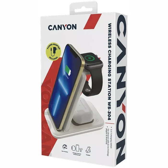 Canyon 3-in-1 wireless charging station WS-304 Cosmic Latte