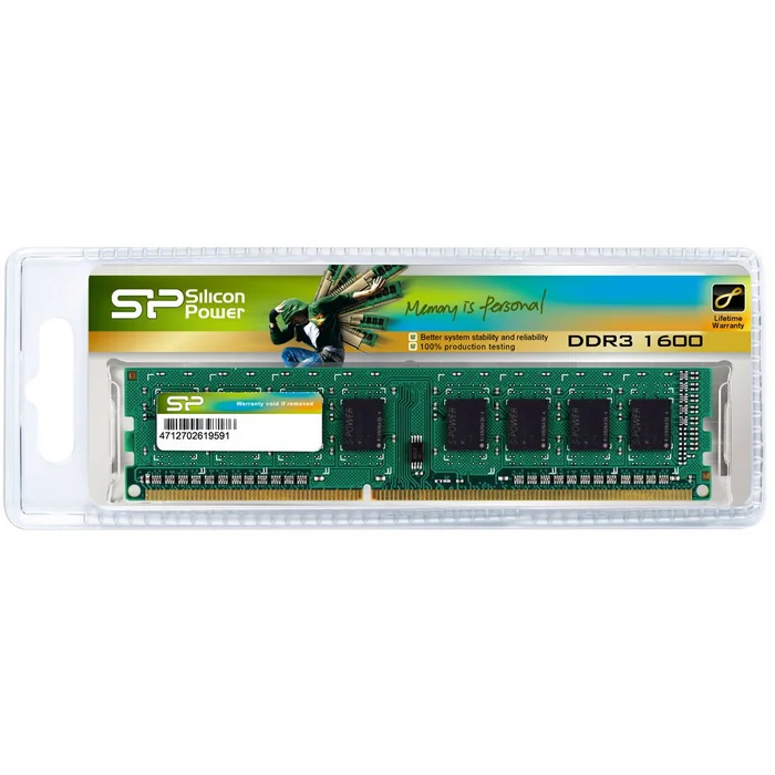 Operatīvā atmiņa (RAM) Silicon Power Green 4GB DDR3 1600MHz SP004GBLTU160N02