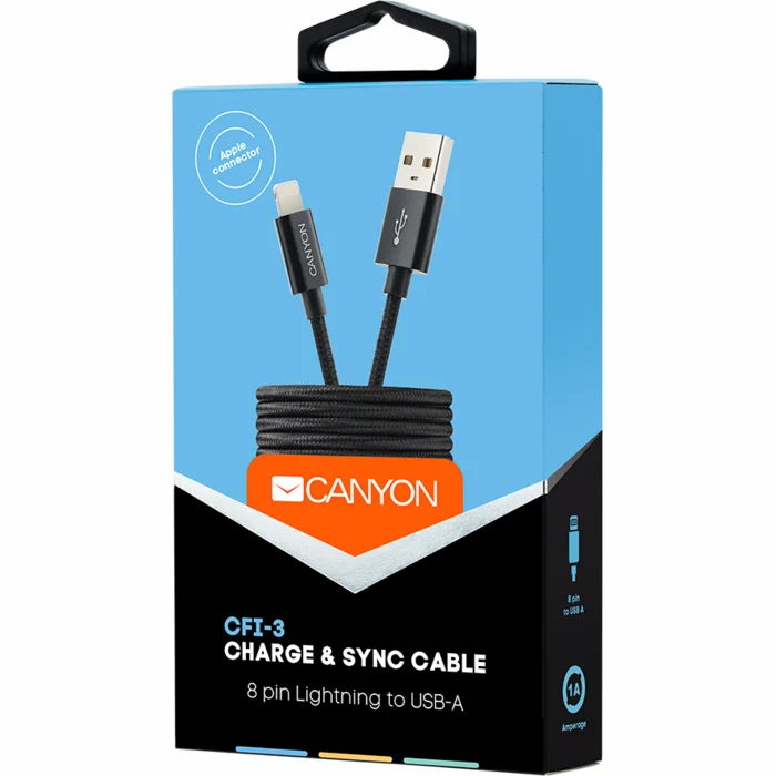 Canyon CFI-3 Lightning to USB-A Cable Black 1m