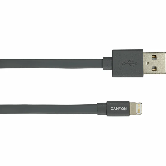 Canyon Charge & Sync Flat Cable USB-A to Lightning 1m Dark Gray