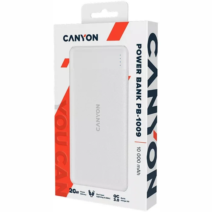 Akumulators (Power bank) Canyon PB-109 10000 mAh White