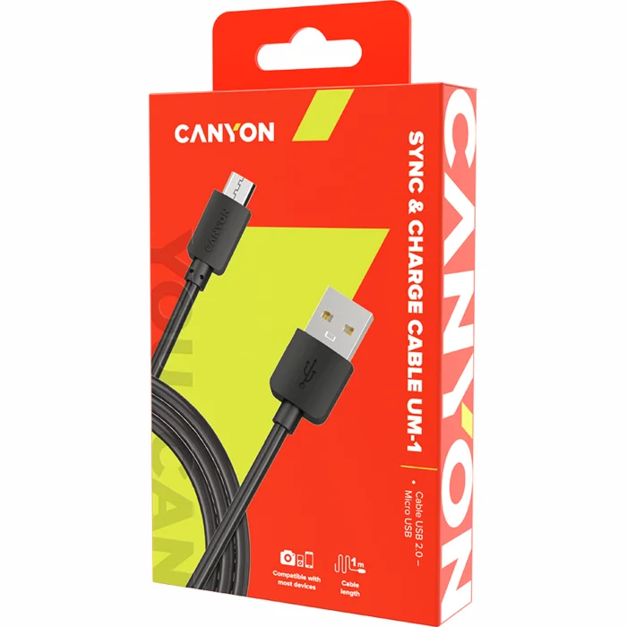 Canyon UM-1 USB 2.0 to Micro USB Cable 1m Black