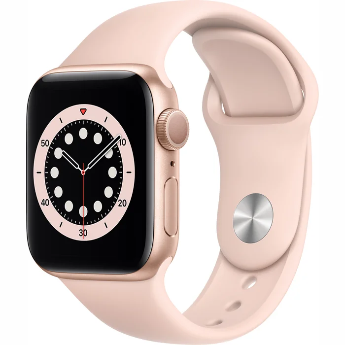 Viedpulksteņi Apple Watch Series 6 GPS 40mm Gold Aluminium Case with Pink Sand Sport Band