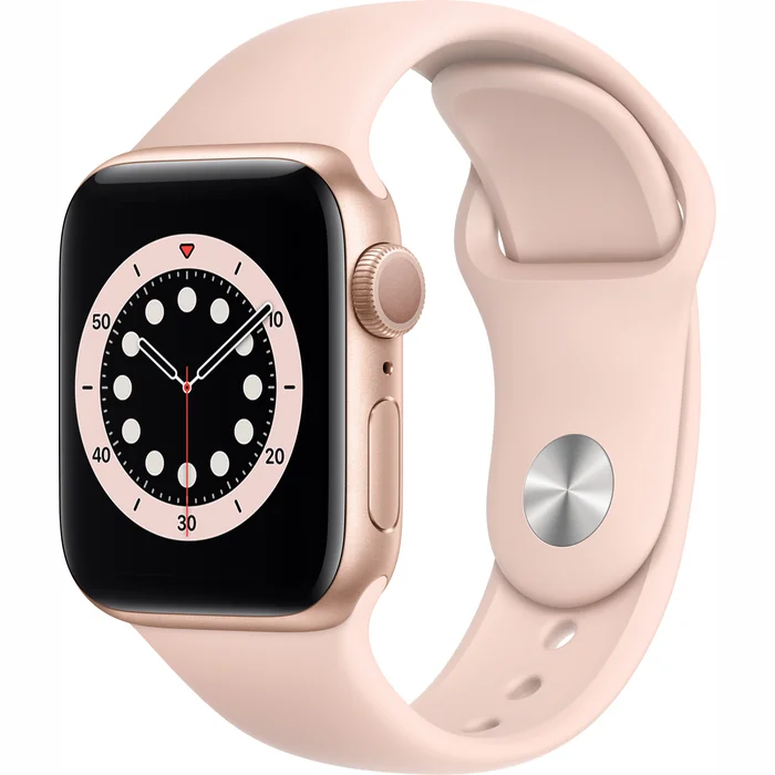 Viedpulkstenis Apple Watch Series 6 GPS 44mm Gold Aluminium Case with Pink Sand Sport Band