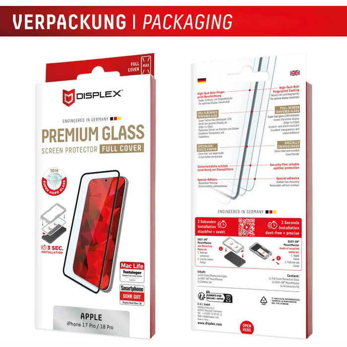 Apple iPhone 17 Pro/18 Pro Premium Screen Glass by Displex