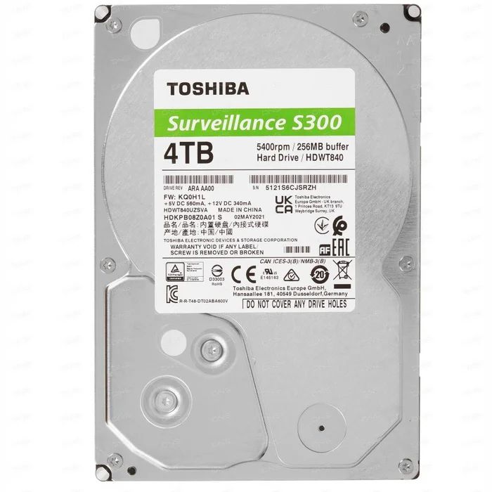 Iekšējais cietais disks Toshiba S300 Surveillance HDD 4TB
