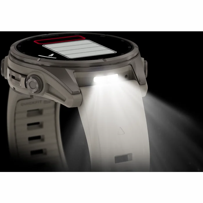 Garmin fenix 9 43mm Titanium with Fog Gray Silicone Band