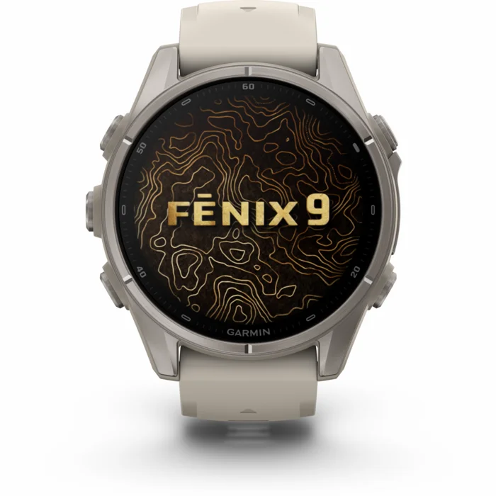 Garmin fenix 9 43mm Titanium with Fog Gray Silicone Band