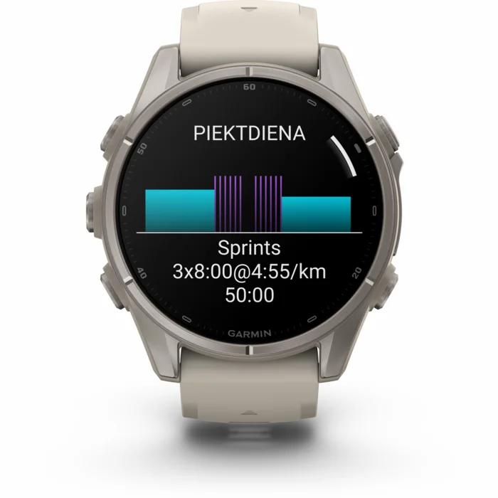Garmin fenix 9 43mm Titanium with Fog Gray Silicone Band